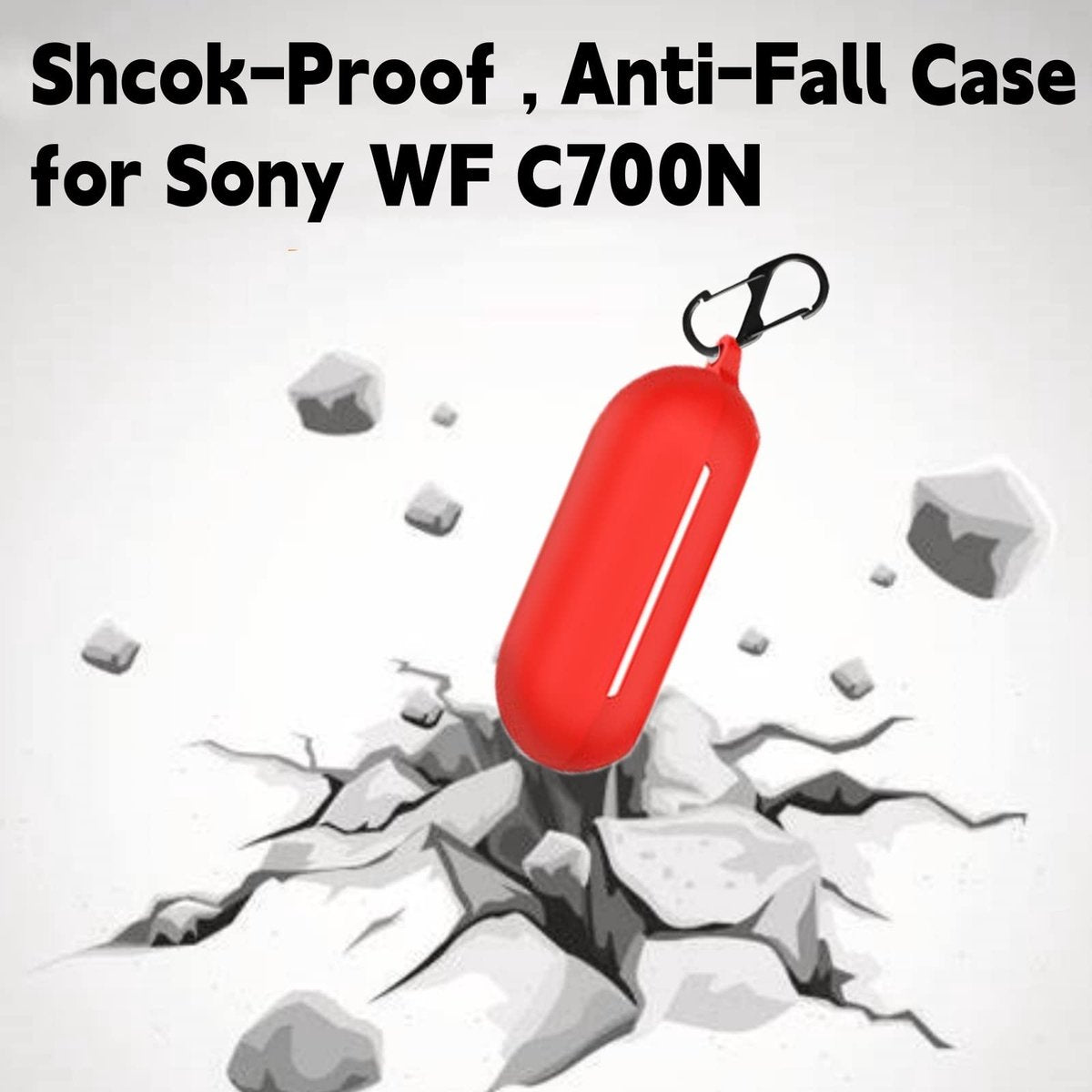 YONO Soft Case geschikt voor Sony WF-C700N - Hoesje met Clip - Rood