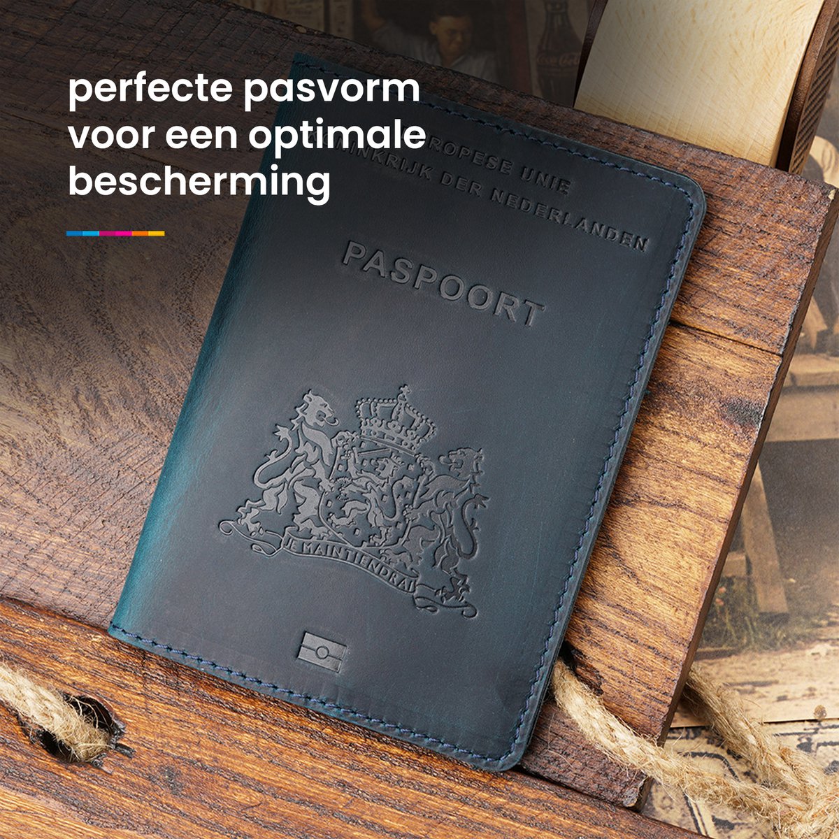 YONO Paspoort Hoesje Nederland Leer - Houder Cover Mapje - Donkerblauw
