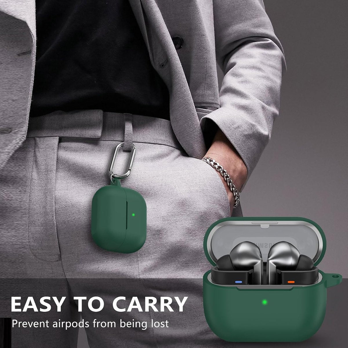 YONO Soft Case geschikt voor Samsung Galaxy Buds 3 / 3 Pro - Siliconen Hoesje - Donkergroen