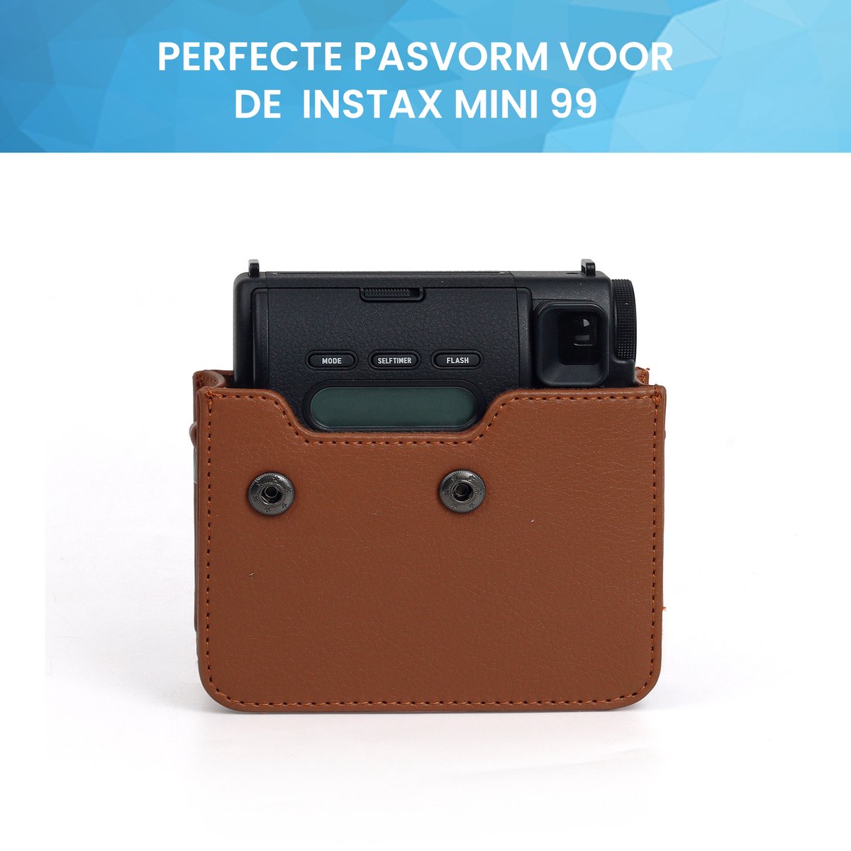 YONO Case geschikt voor Fujifilm Instax Mini 99 - PU Leer Hoesje met Schouderriem - Bruin