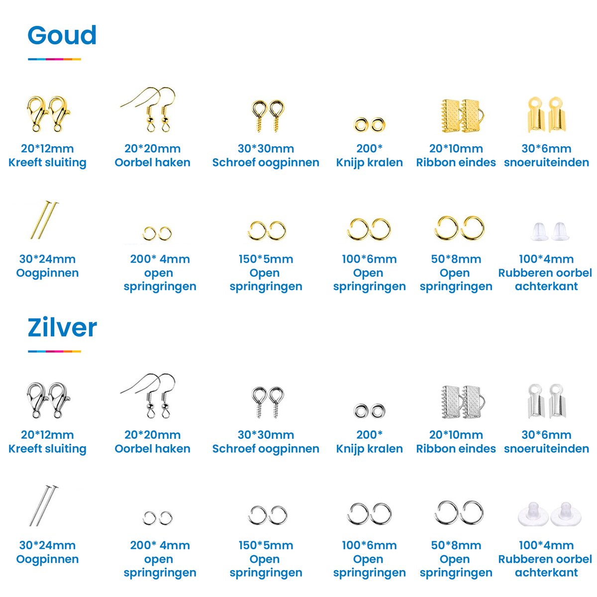 YONO Complete Sieraden Maken Starterspakket - Volwassenen Pakket - DIY Kettingen / Oorbellen / Armbanden - Onderdelen en Gereedschap Set - XL