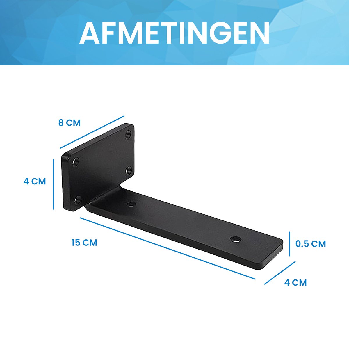 YONO Plankdragers Metaal - Zwevende Plankhouder Wandsteun - 15cm - Zwart - 2 Stuks