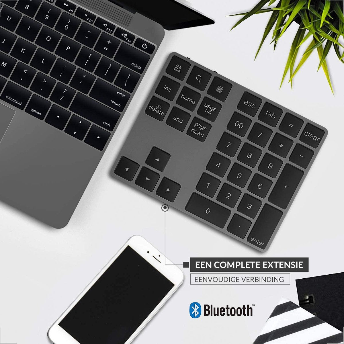 YONO Numpad Draadloos – Numeriek Toetsenbord met Bluetooth – Keypad geschikt voor Apple en Microsoft – Space Grey