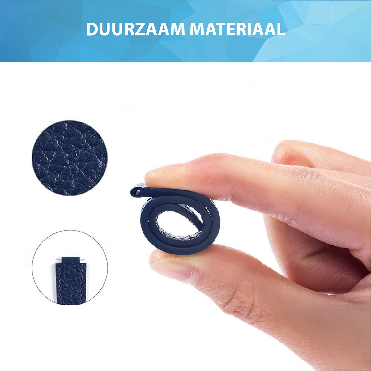 YONO Leer Bandje geschikt voor Fitbit Inspire 3 - Vervangende Lederen Armband - Donkerblauw