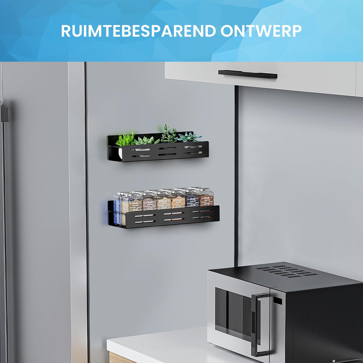 YONO Magnetisch Keukenrek Hangend - Kruidenrek Ophangbaar - Organizer Keuken Rek - 30cm - Zwart