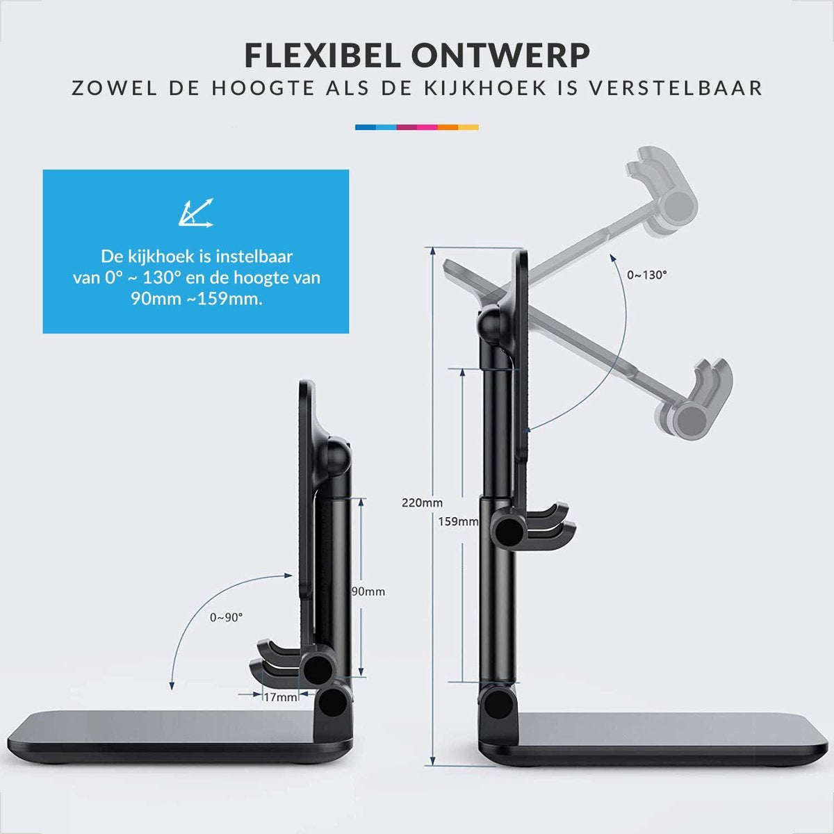 YONO Telefoonhouder Bureau Compact – Telefoonstandaard Inklapbaar – Smartphone en Tablet Houder – Gsm Statief - Zwart