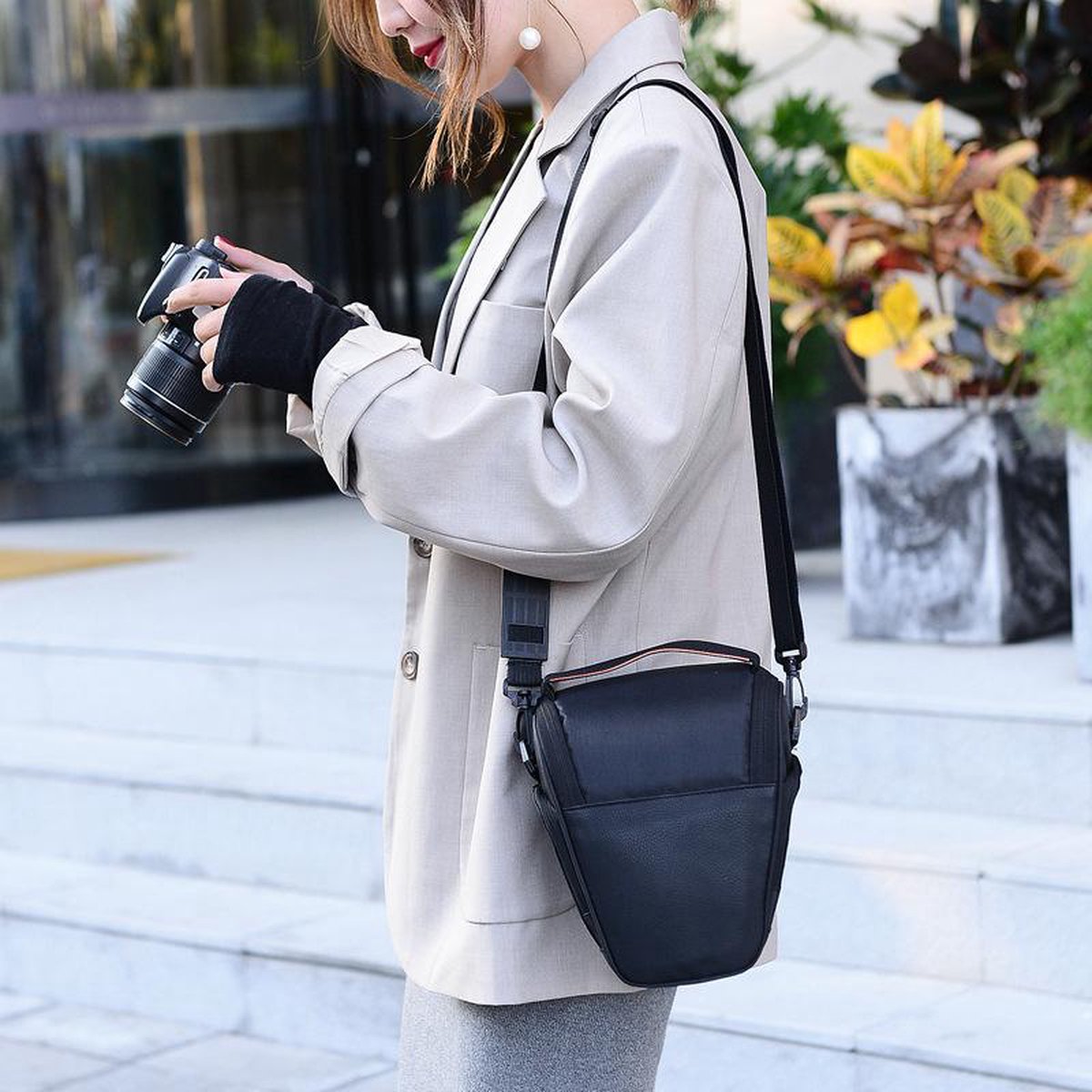 YONO Cameratas Spiegelreflexcamera Small – geschikt voor Nikon / Canon / Sony / DSLR Camera – Luxe Foto Tas - Schoudertas - Case - Zwart