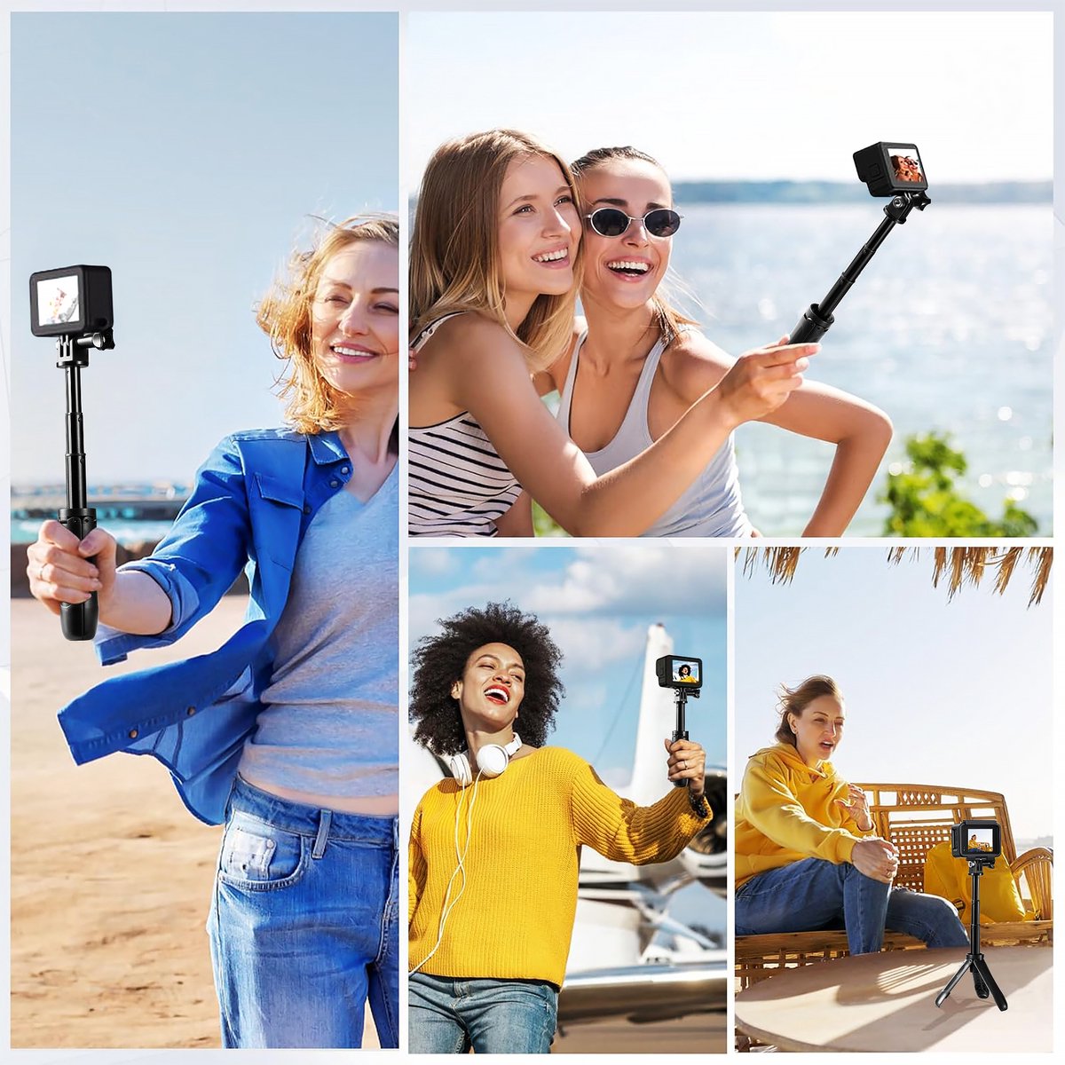 YONO Mini Tripod Stick geschikt voor GoPro / DJI Osmo / Insta360 - Action Camera Selfie Statief Grip – Zwart