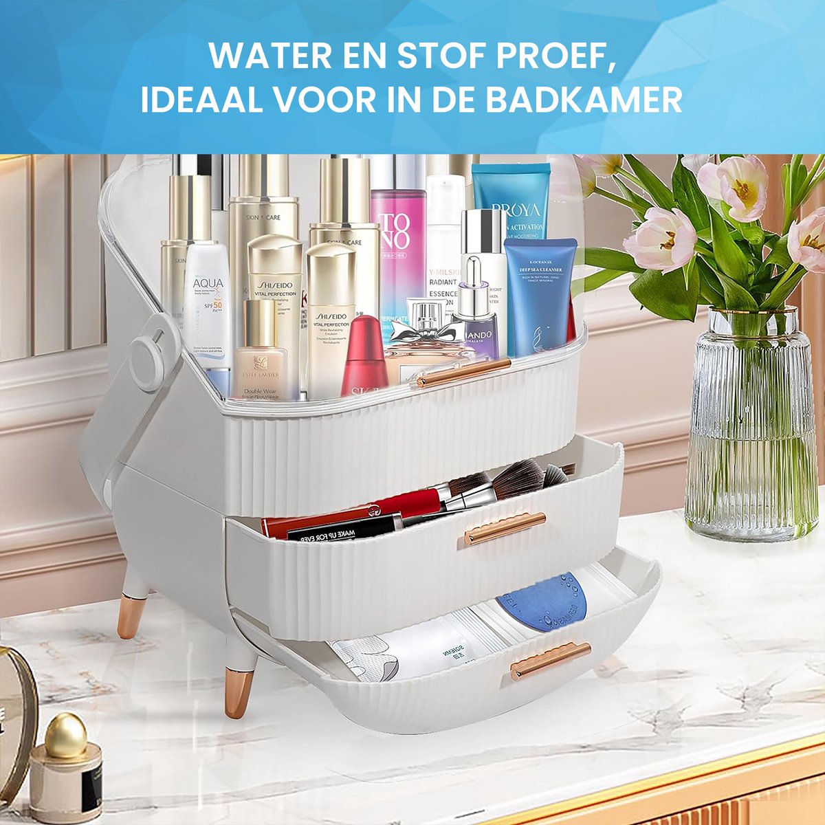 YONO Make Up Organizer Ladekast - Opbergdoos voor Skincare en Sieraden - XL - Wit
