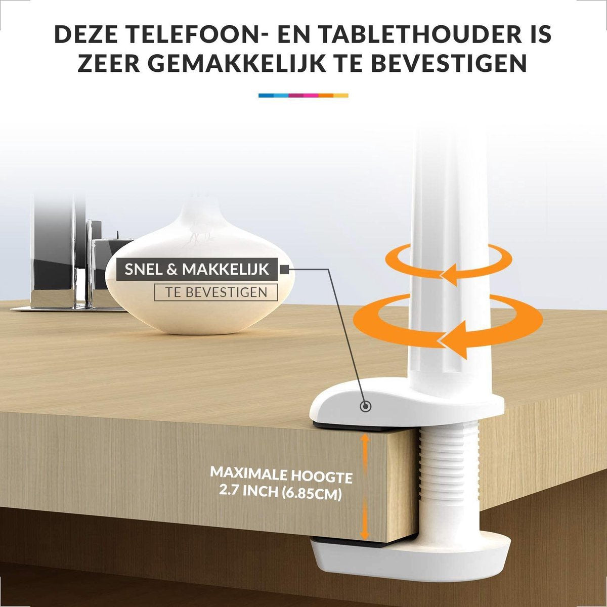 YONO Tablet Houder Flexibel - Smartphone Standaard Universeel - Statief geschikt voor Bureau Tafel en Bed - iPad - Telefoon - GSM - Wit