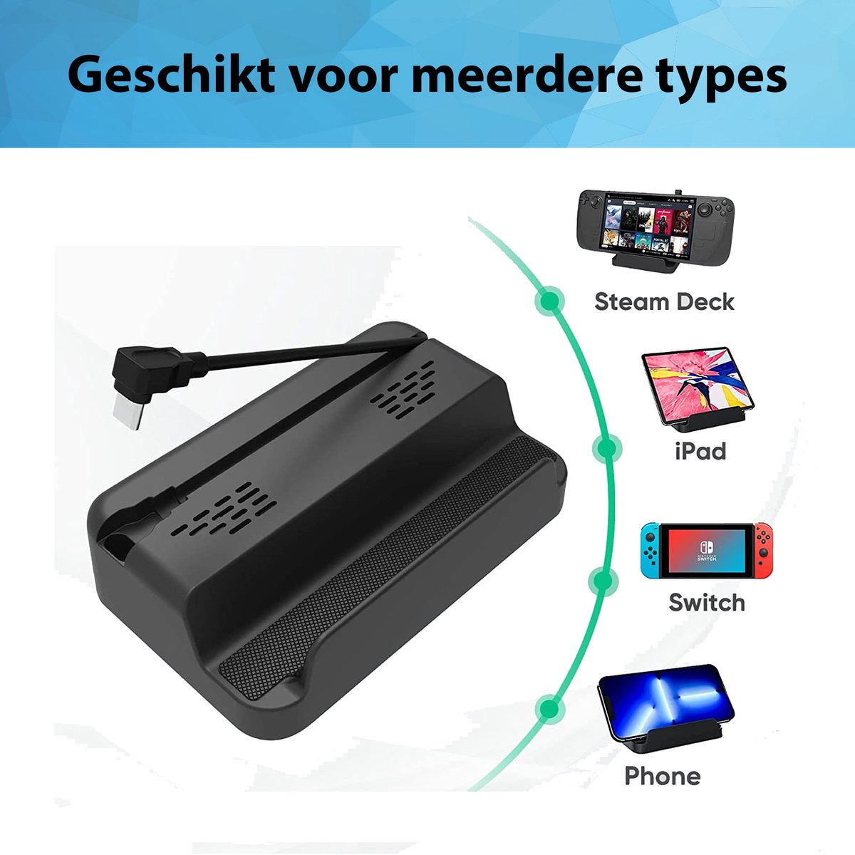 YONO Charging Dock geschikt voor Valve Steam Deck - Oplader met Standaard en Houder - Verticale Console Stand - Zwart