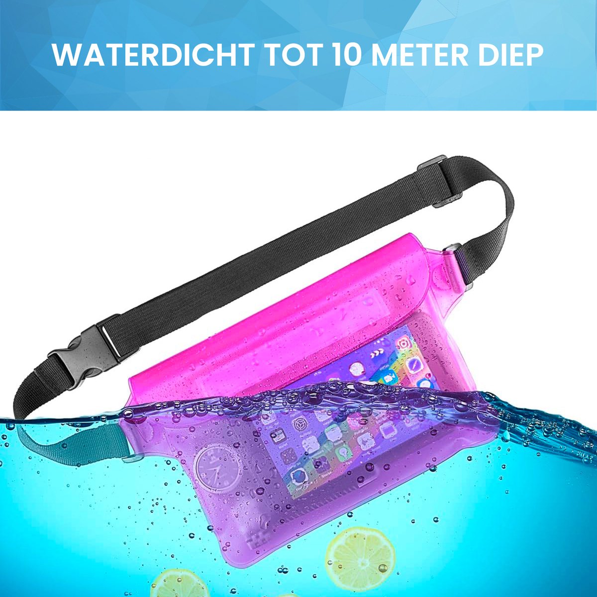 YONO Heuptasje Waterdicht - Fanny Pack Doorzichtig - Waterdichte Heuptas - Vakantie - Reizen - Festival - Dames en Heren - Felroze