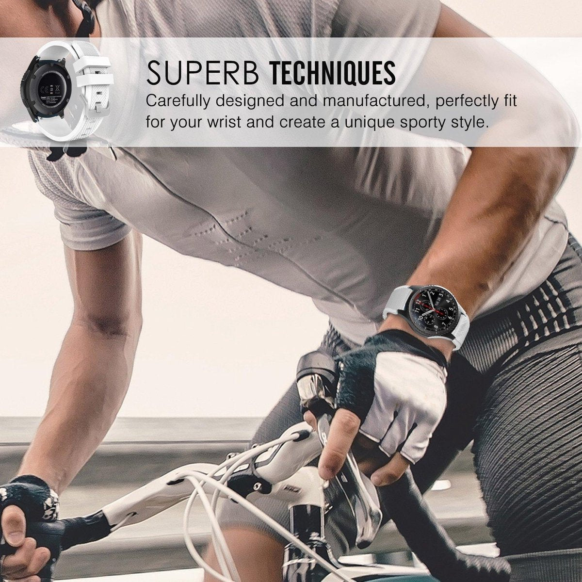 YONO Classic Bandje 22mm - Horlogebandje geschikt voor Samsung Galaxy Watch 46mm / 3 (45mm) / Gear s3 - Polar Vantage M2 / Grit X - Garmin Vivoactive 4 / Venu 2 - Huawei Watch GT 3 (pro) / 2 - Amazfit GTR - Wit