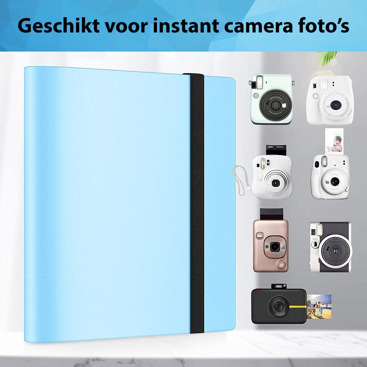 YONO Fotoalbum 360 voor Instant Camera Fotopapier - Fotoboek Geschikt voor Fujifilm Instax Mini 12 / 11 / 9 / 8 / 7s / 25 / 90 / Link / SP-2 / Liplay - Film Polaroid - Kodak - Square en Meer - Blauw