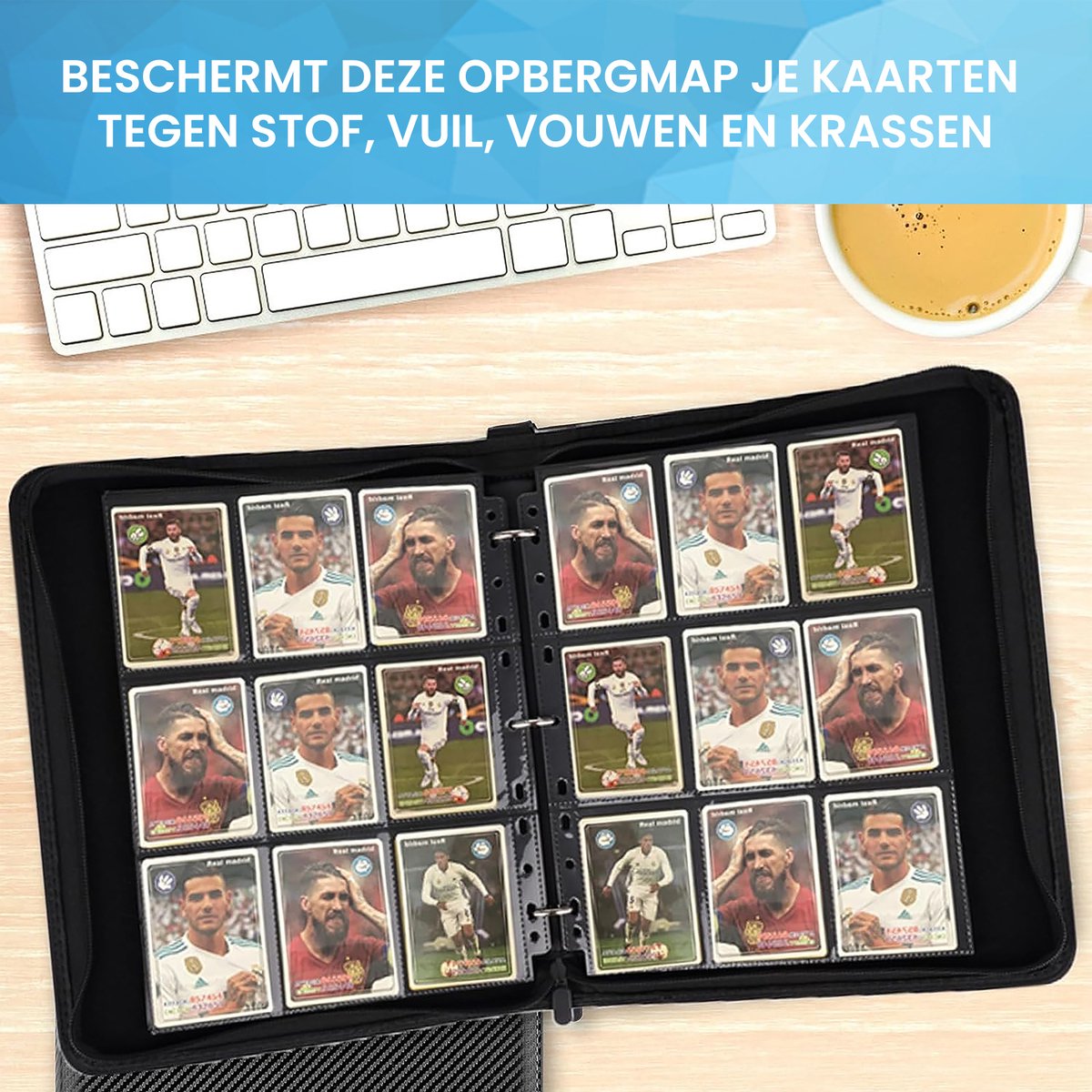 YONO Premium Verzamelmap XL - Opbergmap voor Trading en Speelkaarten - 40 Pagina's - Tot 720 Kaarten - Insteekmap met Insteekhoezen 9 Vakjes - Zwart