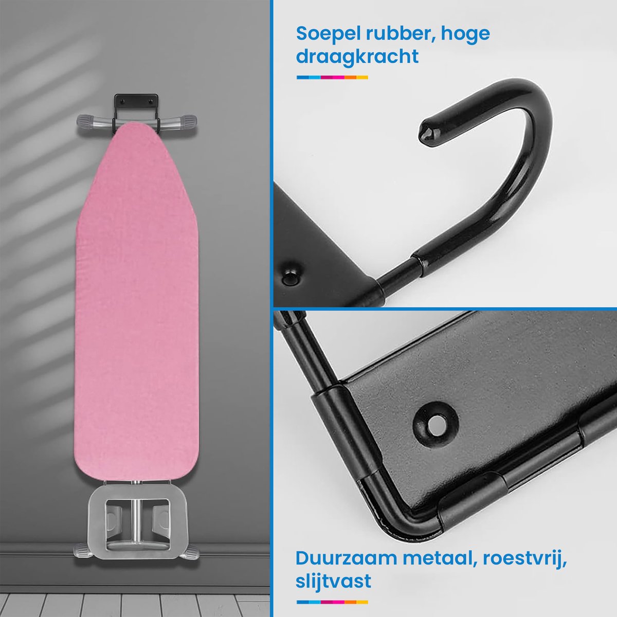 YONO Strijkplank Ophangsysteem - Ophangen Houder Haak - Zwart