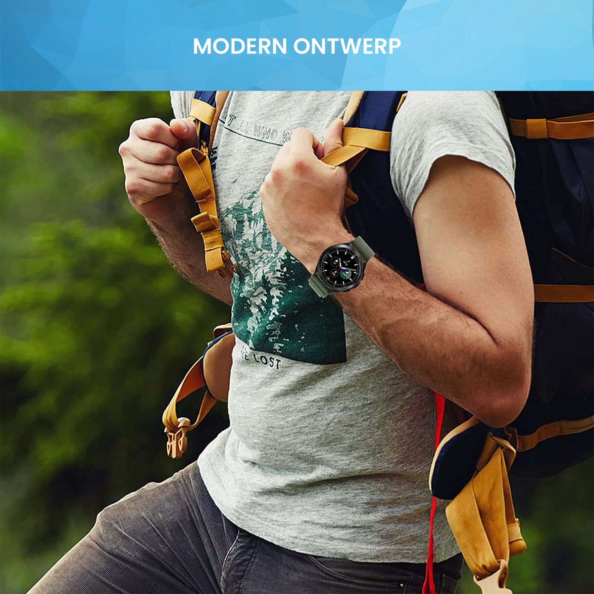 YONO Nylon Loop Bandje 20mm - Horlogebandje geschikt voor Samsung Galaxy Watch 7/6/5 / Pro / 4 / 3 / Active 2 - Polar Ignite / Unite – Huawei - Donkergroen