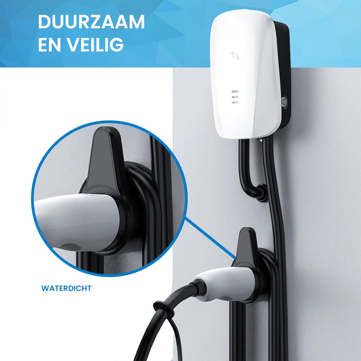 YONO Houder voor Oplaadkabel Elektrische Auto - Muur Bevestiging Oplader Type 2 - Zwart