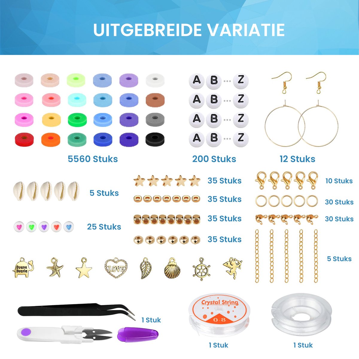YONO Kralen Set Kinderen XL - Sieraden Maken Pakket - Kettingen / Armbanden / Oorbellen - 6000-delig