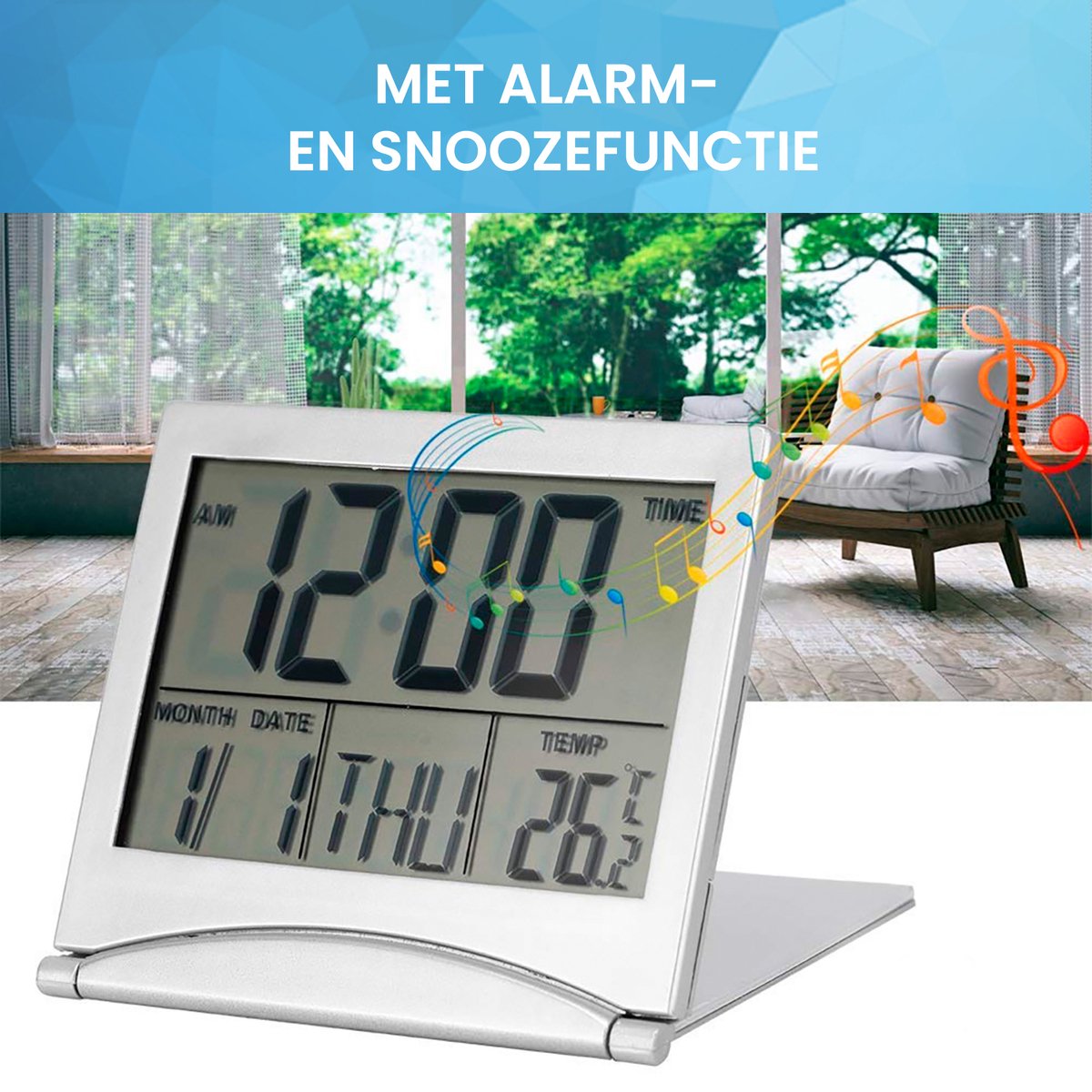 Digitale Klok Kalender - Compacte Alarmklok met Kalender en Temperatuur meter voor Bureau of Slaapkamer