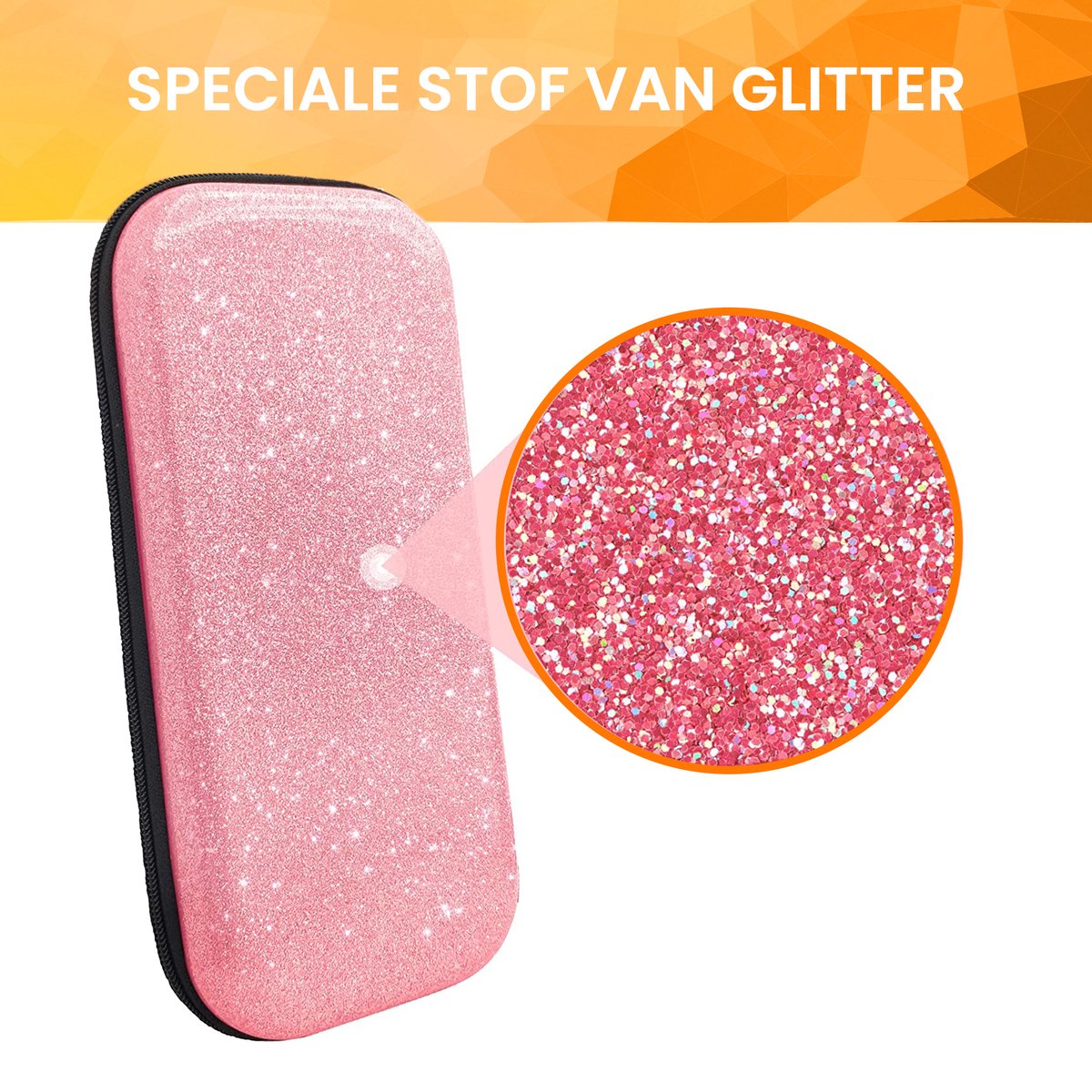 YONO Glitter Case geschikt voor Nintendo Switch / Switch OLED - Opbergtasje Hoesje - Beschermhoes - Rose