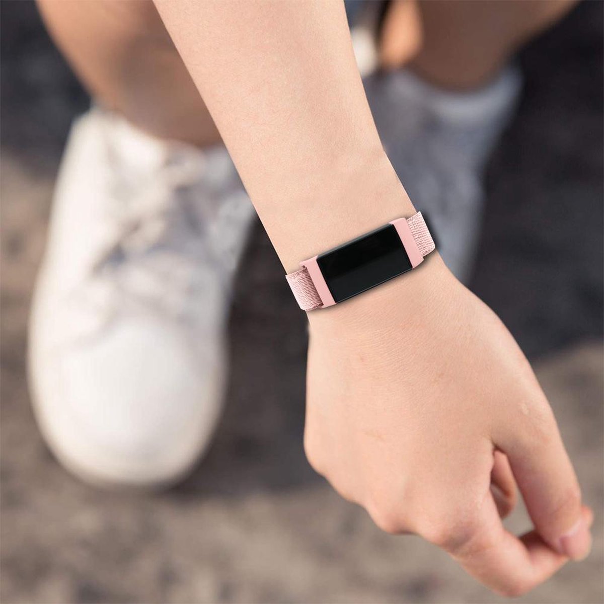 YONO Bandje geschikt voor Fitbit Charge 4/3 - Nylon – Roze
