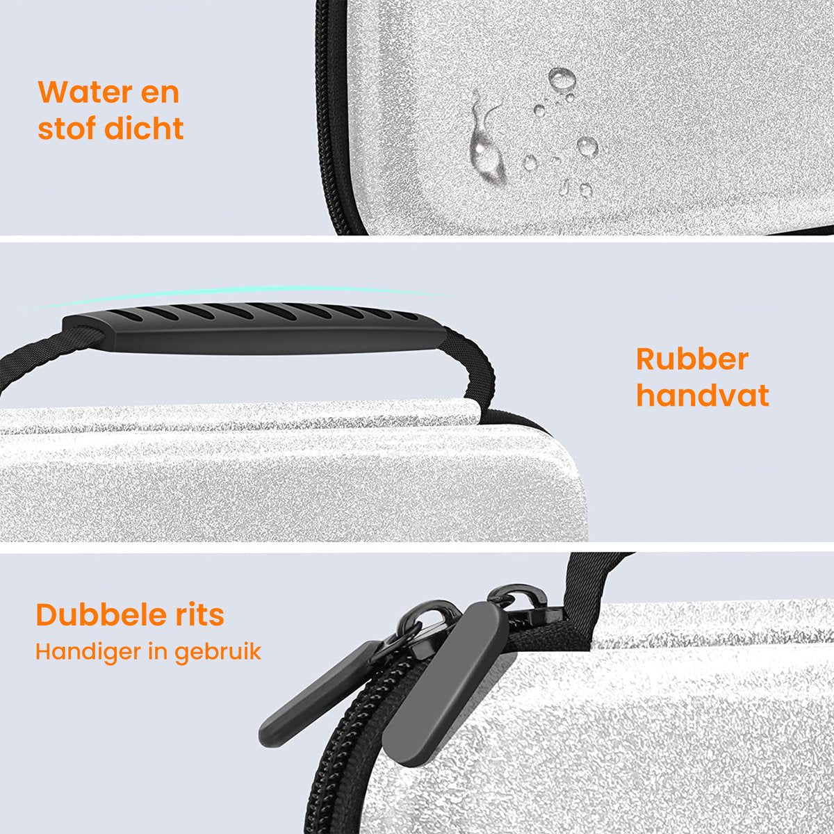 YONO Glitter Case geschikt voor Nintendo Switch / Switch OLED - Opbergtasje Hoesje - Beschermhoes - Zilver