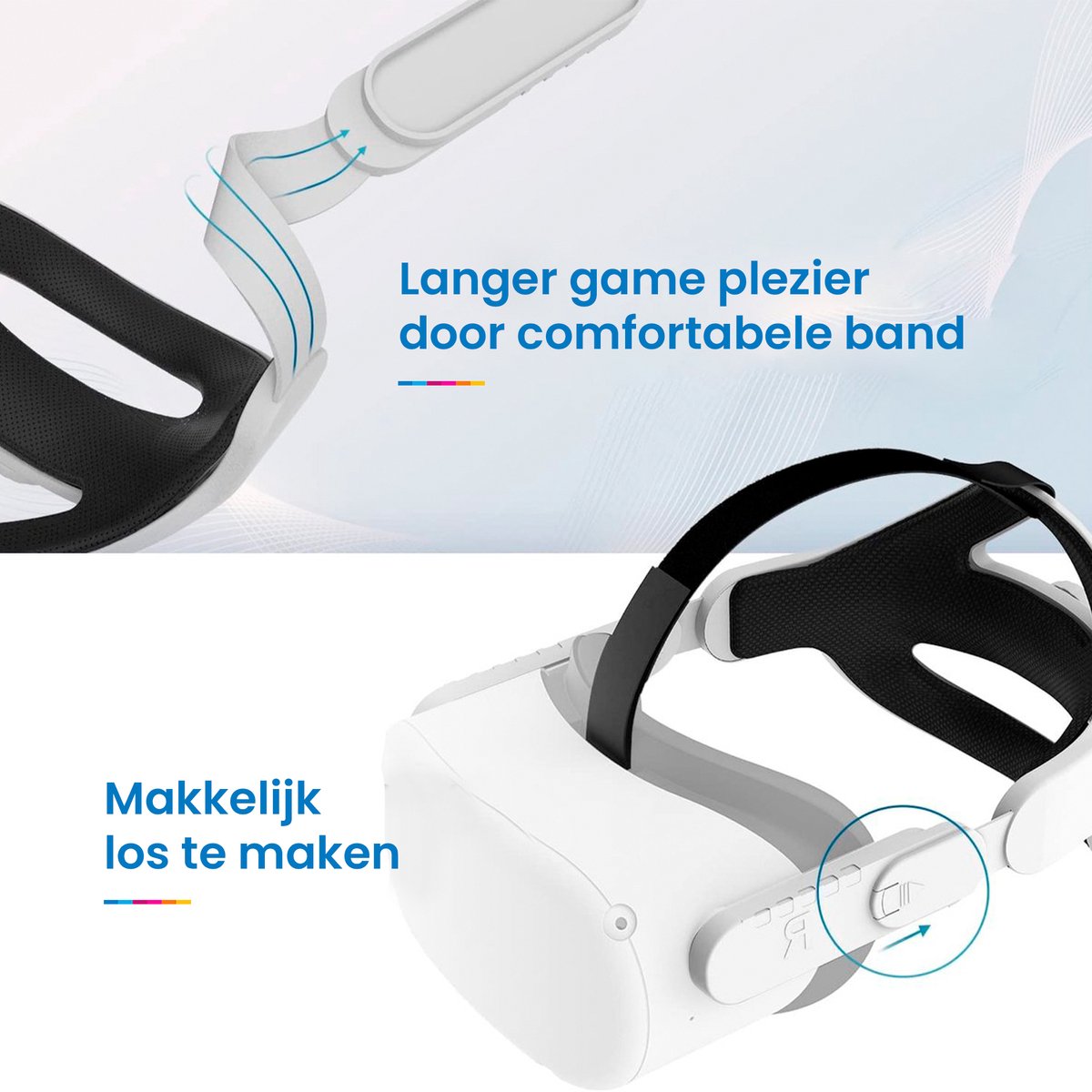 YONO Elite Strap met VR Cover geschikt voor Oculus Quest 2 - Verstelbare Comfortabele Strap met Hoofdkussen Meta Quest 2 - 3D Bril Accessoires - Wit
