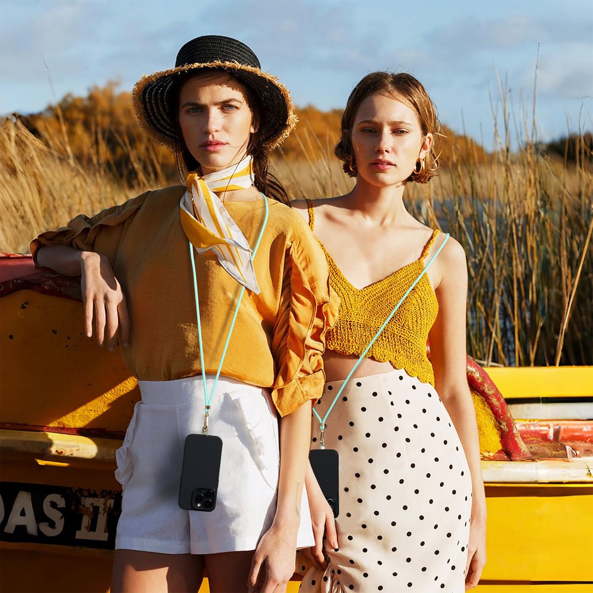 YONO Telefoonkoord Universeel - Nylon Telefoon Ketting Verstelbaar - Turquoise