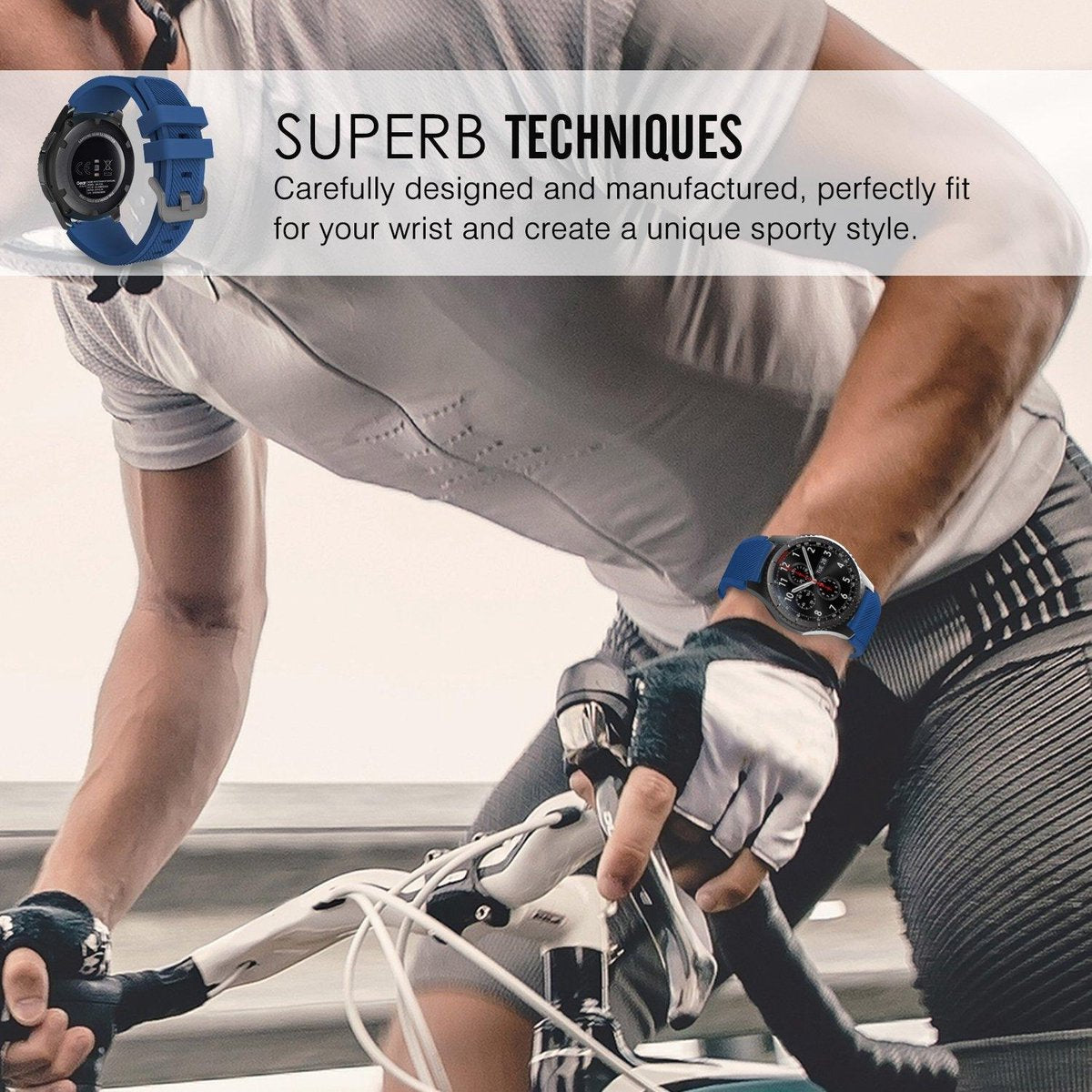 YONO Classic Bandje 22mm - Horlogebandje geschikt voor Samsung Galaxy Watch 46mm / 3 (45mm) / Gear s3 - Polar Vantage M2 / Grit X - Huawei Watch GT 3 (pro) / 2 - Amazfit GTR - Donkerblauw