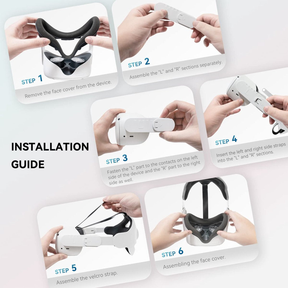 YONO Elite Strap met VR Cover geschikt voor Oculus Quest 2 - Verstelbare Comfortabele Strap met Hoofdkussen Meta Quest 2 - 3D Bril Accessoires - Wit