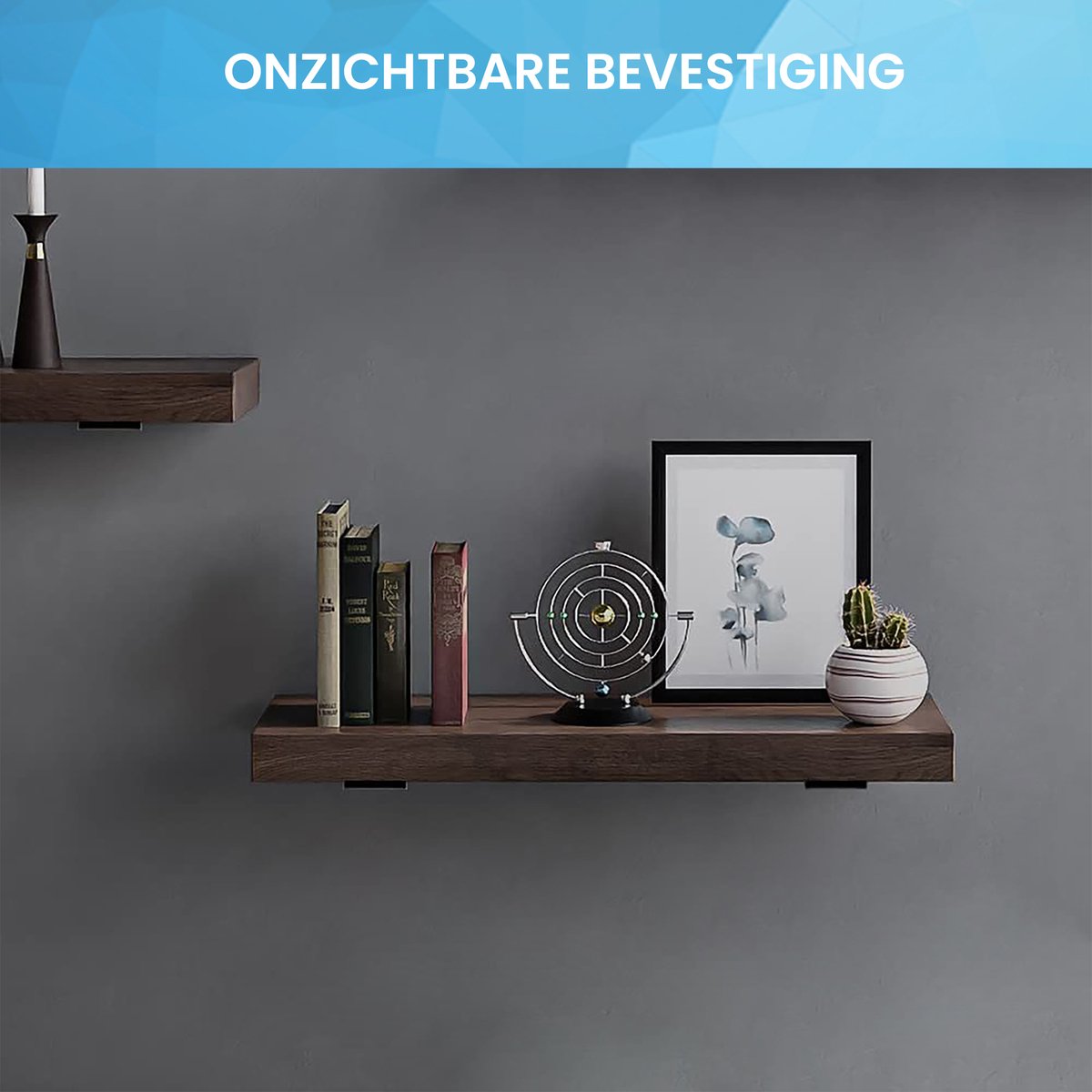 YONO Plankdragers Metaal - Zwevende Plankhouder Wandsteun - 20cm - Zwart - 2 Stuks