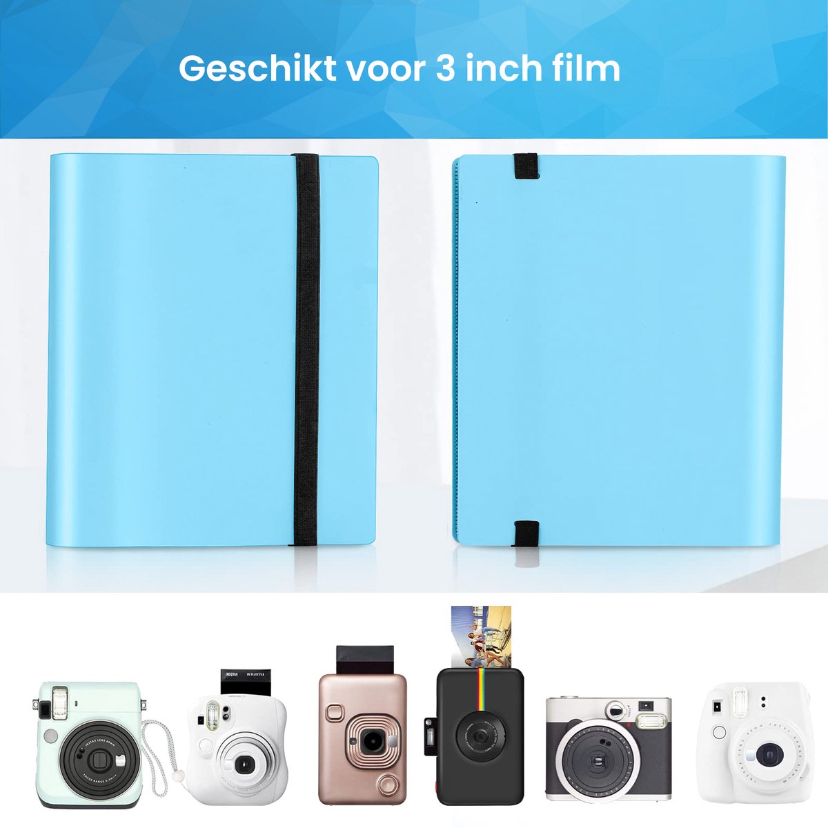 YONO Fotoalbum 160 voor Instant Camera Fotopapier - Fotoboek Geschikt voor Fujifilm Instax Mini 12 / 11 / 9 / 8 / 7s / 25 / 90 / Link / SP-2 / Liplay - Film Polaroid - Kodak - Square en Meer - Blauw