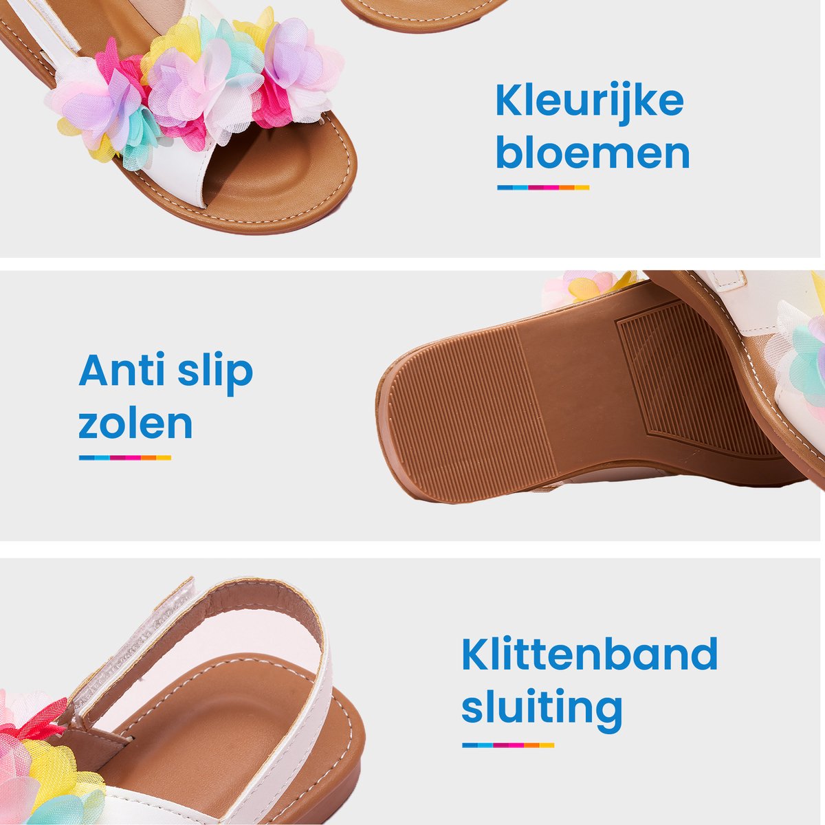 YONO Sandalen Meisje - Open Zomer Schoenen Meisjes - Wit - Maat 32