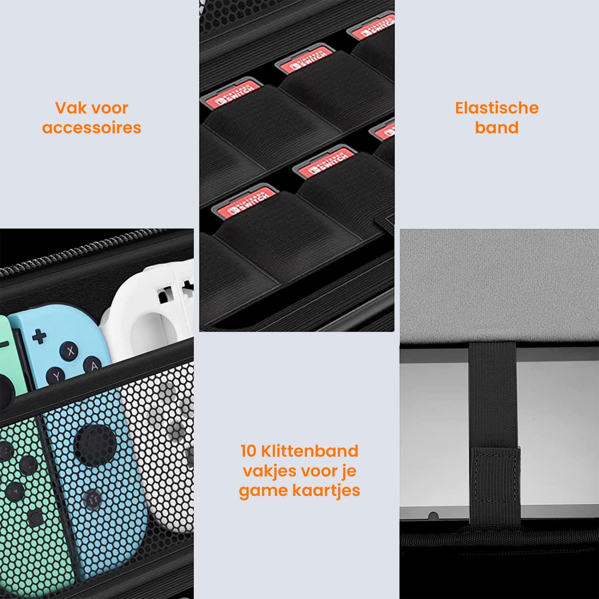 YONO Glitter Case geschikt voor Nintendo Switch / Switch OLED - Opbergtasje Hoesje - Beschermhoes - Zilver
