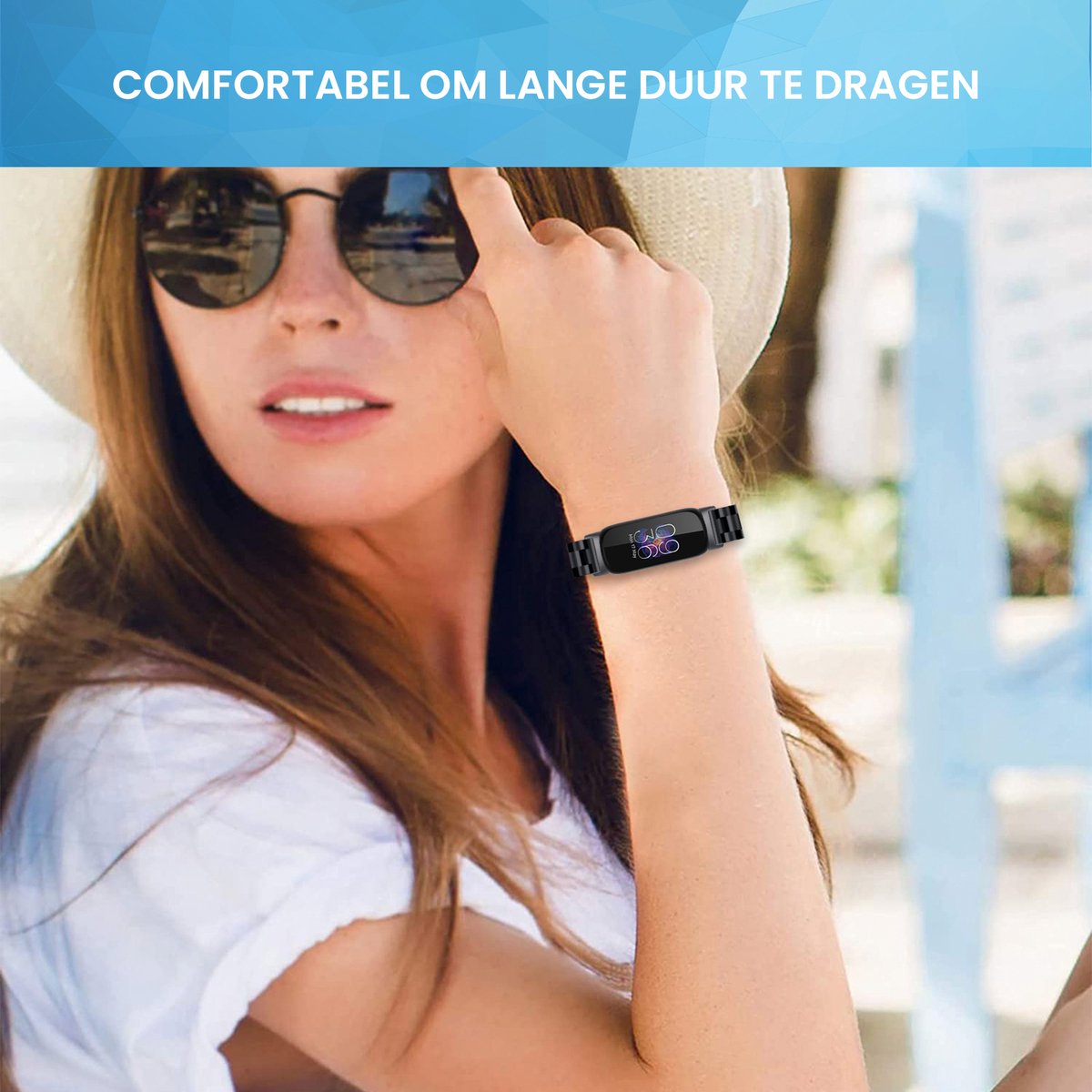 YONO Stalen Bandje geschikt voor Fitbit Inspire 3 - RVS Schakel Horlogeband - Zwart