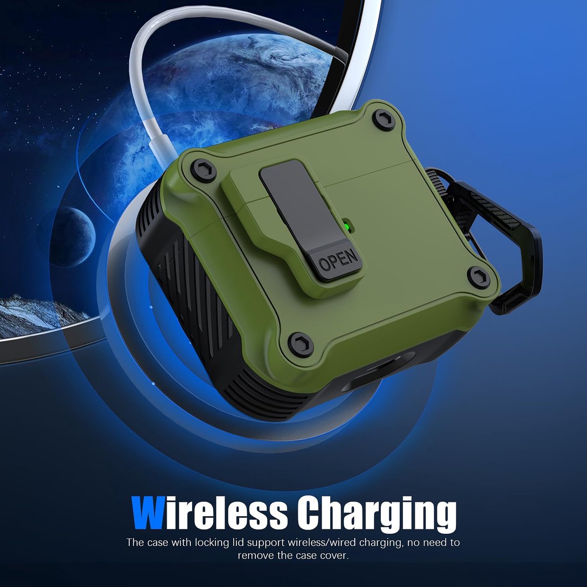 YONO Hoesje geschikt voor Apple Airpods 3 - Hard Case met Lock - Donkergroen