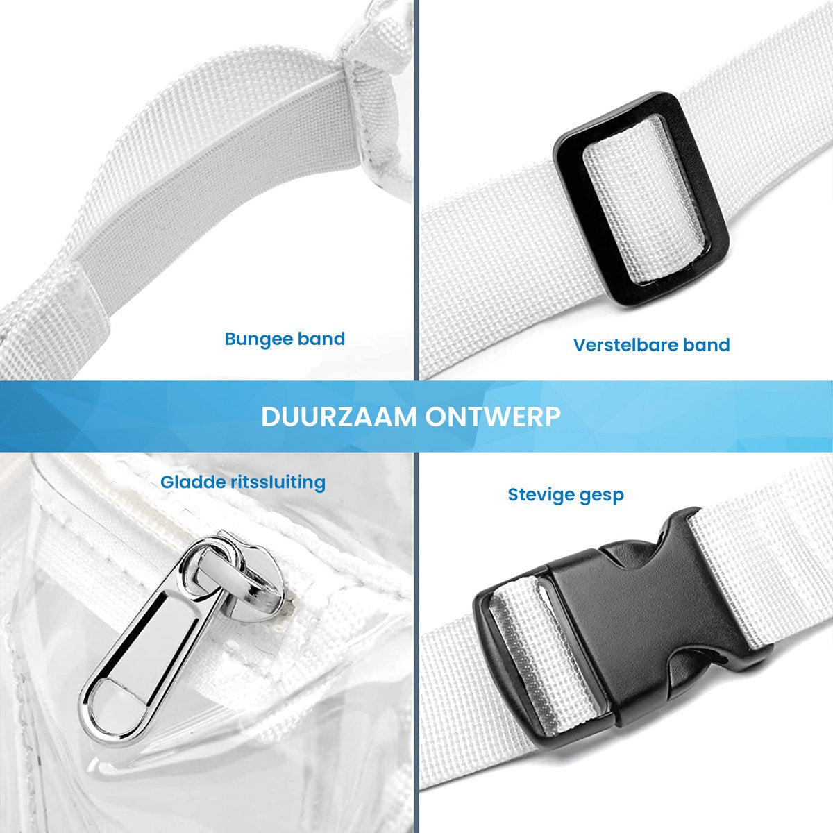 YONO Fanny Pack Doorzichtig - Heuptasje geschikt voor Festival / Reizen - Telefoontasje Crossbody - Buideltasje voor Dames en Heren - Wit