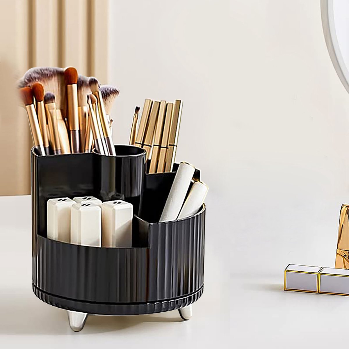 YONO Make Up Organizer - Organizer Skincare - Parfum - Houder - Draaibaar - Staand - Zwart