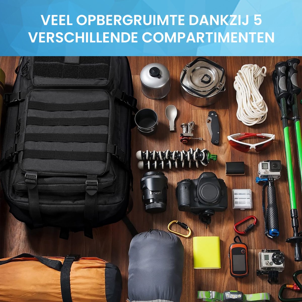 YONO Tactical Backpack Militaire Rugzak - Tactische Wandelrugzak Leger - 45L - Zwart