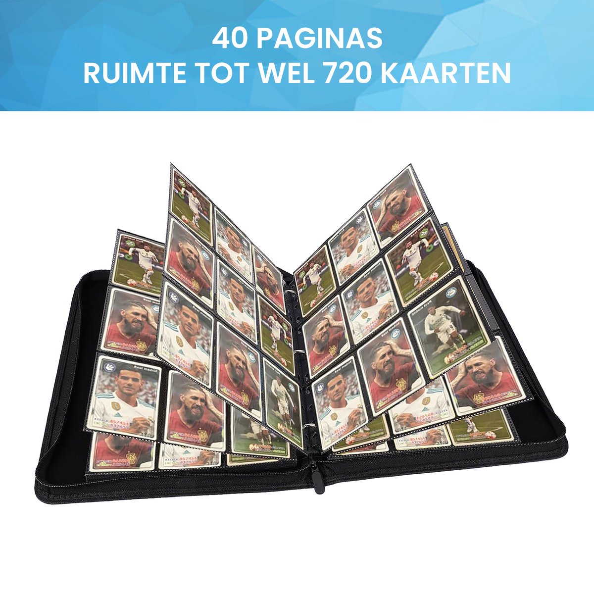 YONO Premium Verzamelmap XL - Opbergmap voor Trading en Speelkaarten - 40 Pagina's - Tot 720 Kaarten - Insteekmap met Insteekhoezen 9 Vakjes - Zwart
