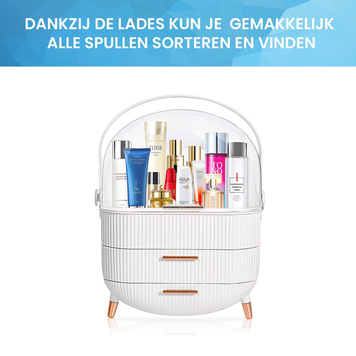 YONO Make Up Organizer Ladekast - Opbergdoos voor Skincare en Sieraden - XL - Wit