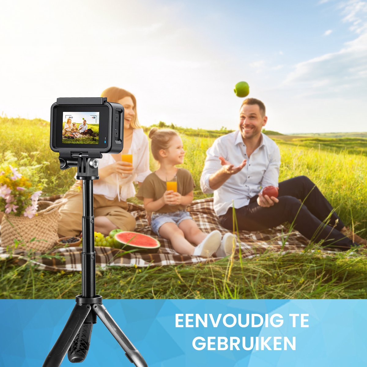 YONO Mini Tripod Stick geschikt voor GoPro / DJI Osmo / Insta360 - Action Camera Selfie Statief Grip – Zwart