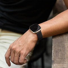 YONO Milanees Bandje geschikt voor Fitbit Versa 4 / Sense 2 – Zwart – Large