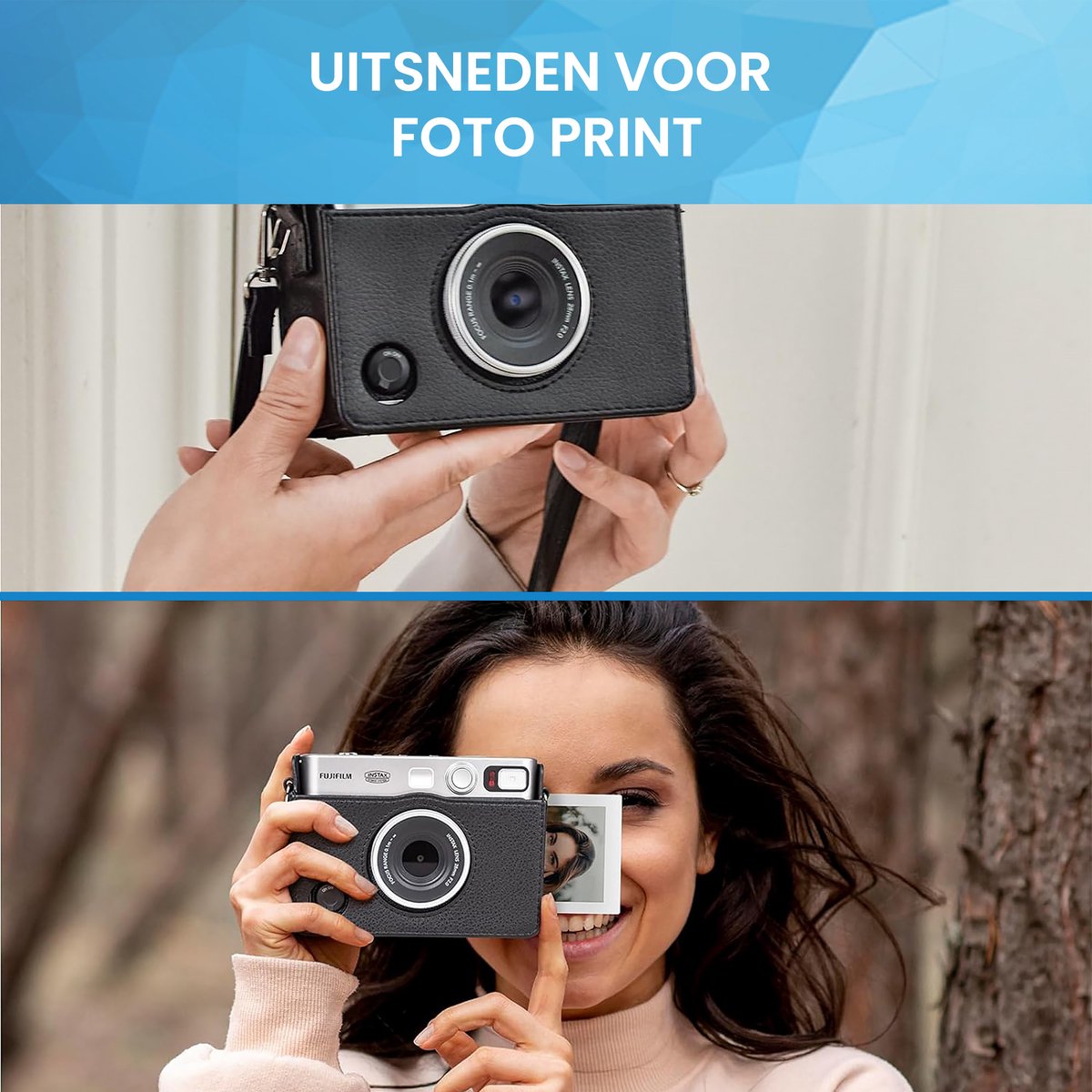 YONO Case geschikt voor Fujifilm Instax Mini EVO - PU Leer Hoesje - Zwart