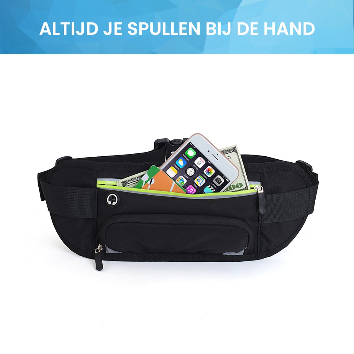 YONO Heuptas Wandelen met Flessenhouder - Buideltas Outdoor met Drinkfles / Bidon Houder - Zwart