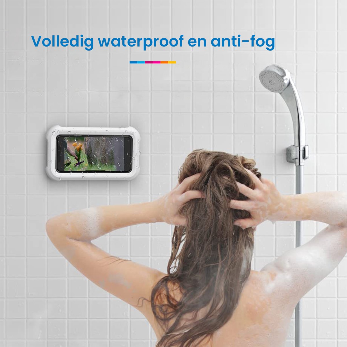 YONO Waterdichte Telefoonhouder Badkamer - Geschikt voor Douche en Bad - Waterproof Smartphone Houder - 360 Graden Roteerbaar - Wit
