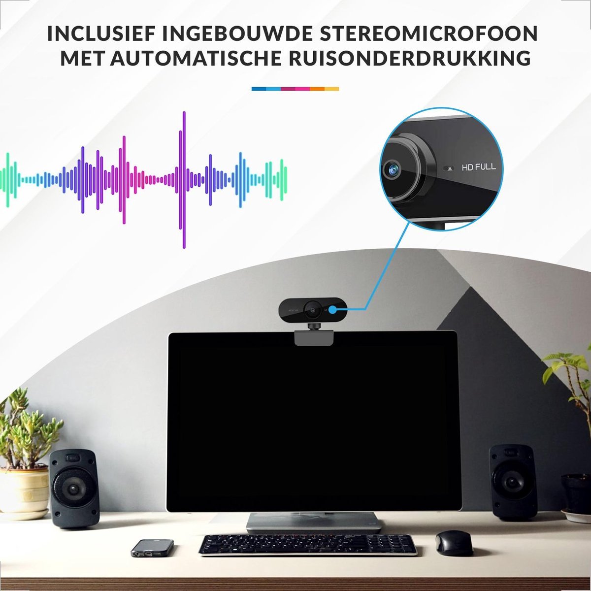 YONO Webcam voor PC met Microfoon - Streaming Camera - Full HD 1080P - Zwart