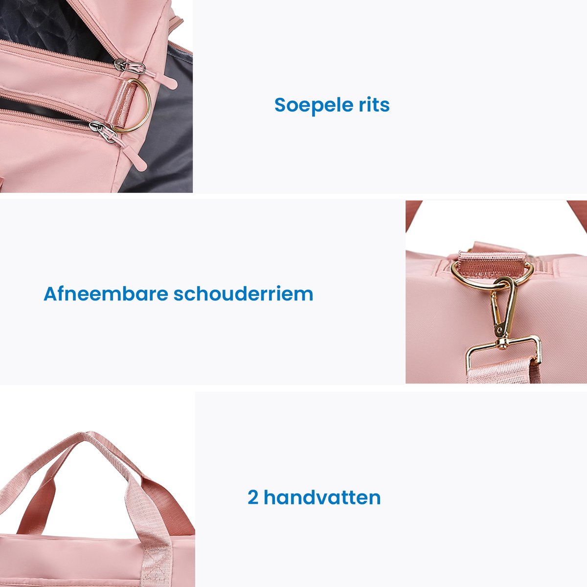YONO Reistas Handbagage 40x20x25 - Weekendtas Ryanair – Sporttas - Schoudertas Dames en Heren – Roze