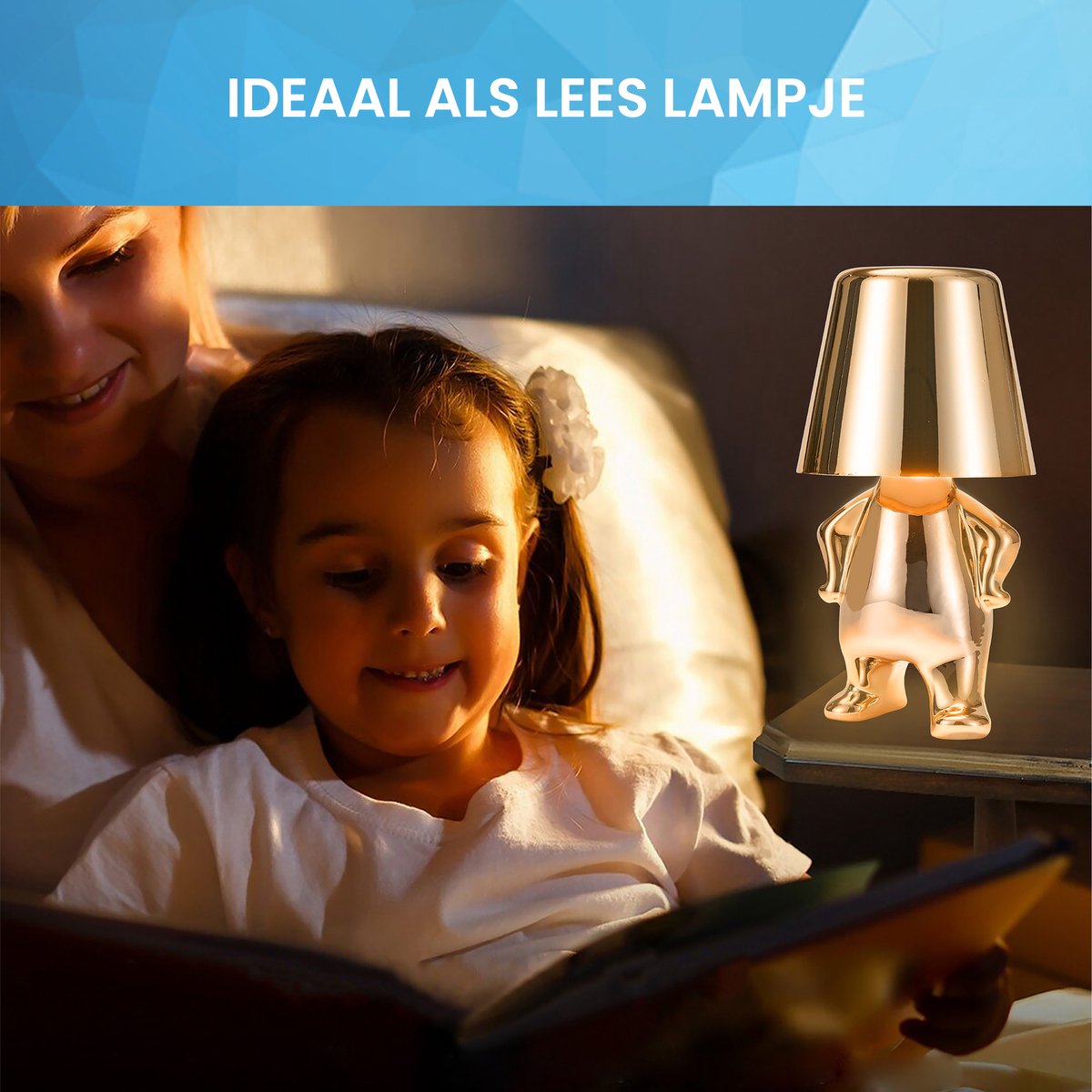 YONO Decoratieve Tafellamp Oplaadbaar - Nachtlampje Slaapkamer - Bureaulamp Woonkamer - Woondecoratie Beelden en Figuren - Wat - Goud